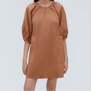 Everlane Women's Brown The Seersucker Puff Sleeve Dress Size XS